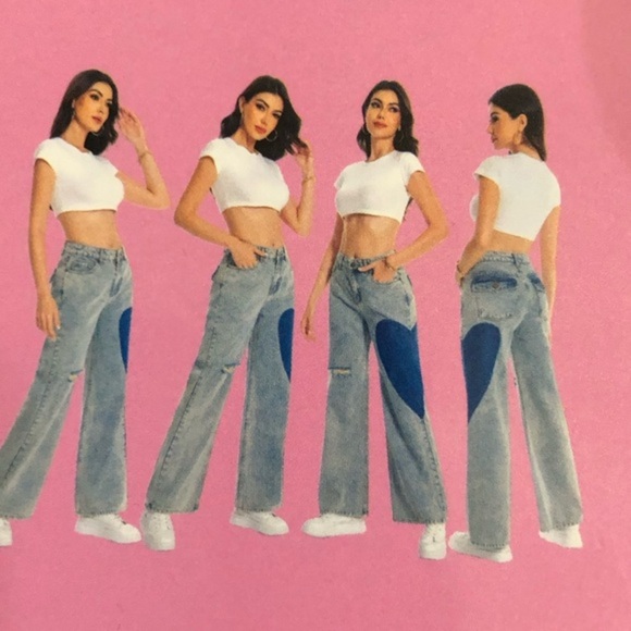 Blue wash heart shaped leg patch bootcut jeans size 9/29 new - Picture 10 of 16